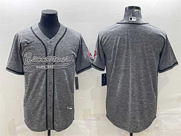 Mens Tampa Bay Buccaneers Blank Gray With Patch Cool Base Stitched Baseball Jersey